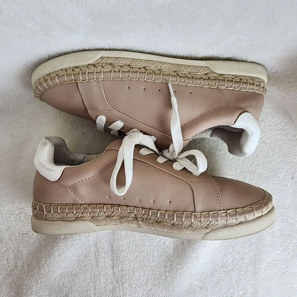 Universal Thread Women's Pink Faux Leather Lace-up Low Top Espadrille Sneakers 7
